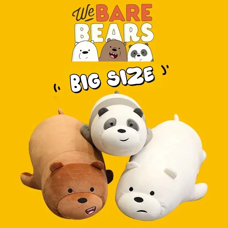 Image of Großes, niedliches We Bare Bears Plüsch-Anime-Peripherieprodukt: Die drei We Bare Bears Stoffpuppe, Kawaii weiches Sofakissen, Tierkissen