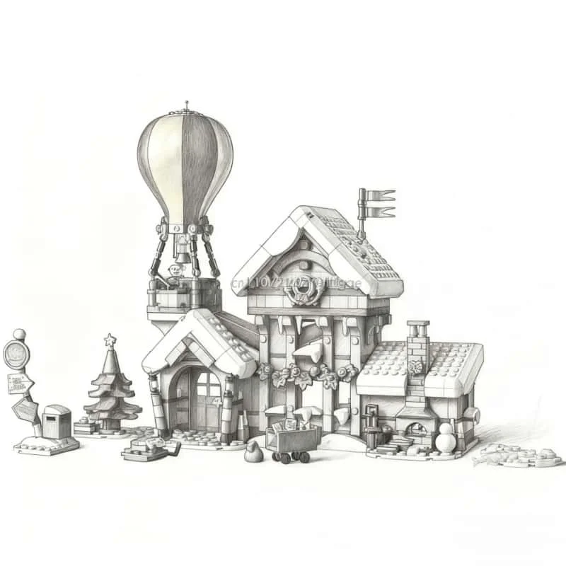 

2025 New Santa Claus post Office building blocks assembly Winter building model building blocks toys children's Christmas gifts