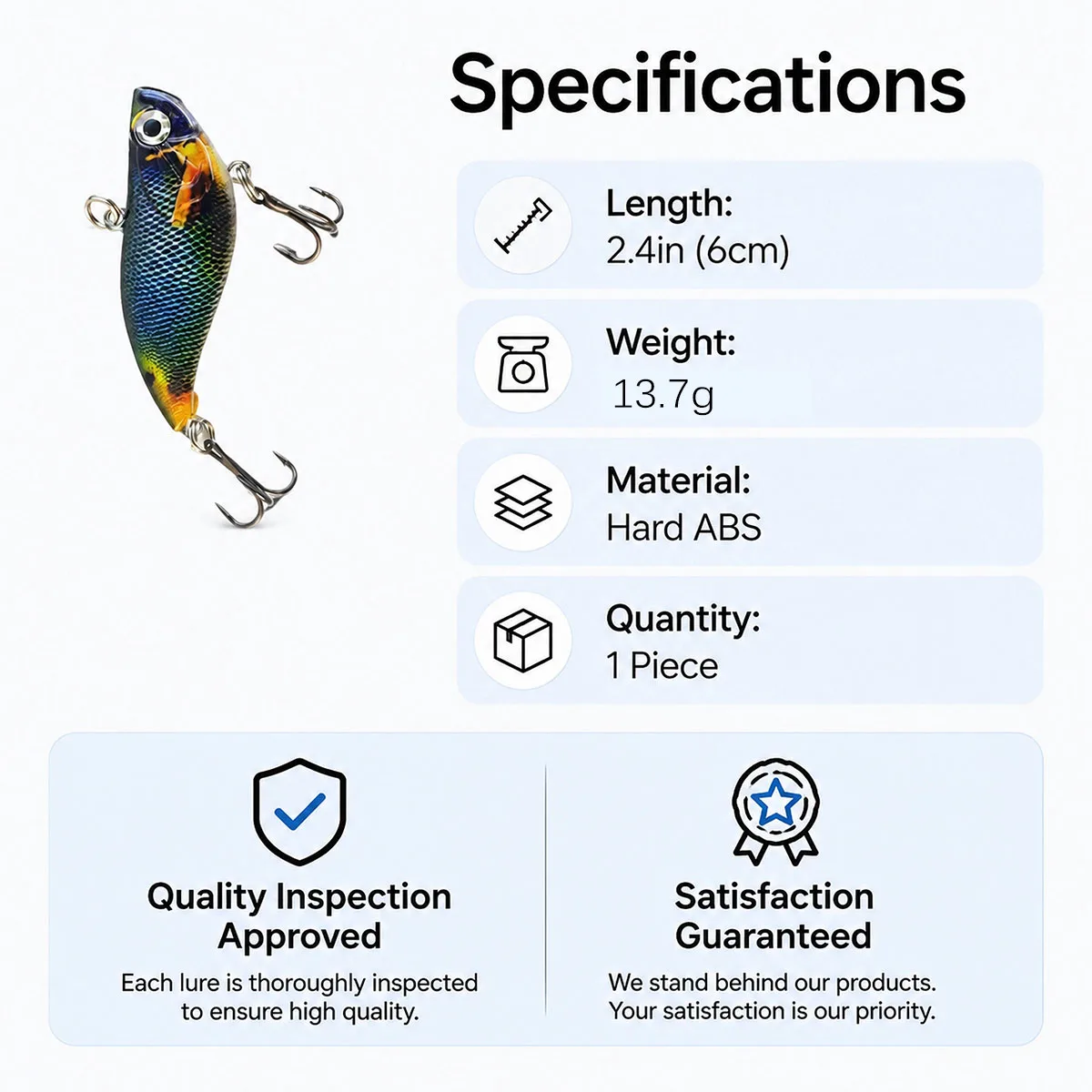 Fishing Lure, Realistic Simulated Fish Scale Hard Bait With 3D Stereo Fish Eyes, Built-in Steel Rattle Balls, Treble Hooks