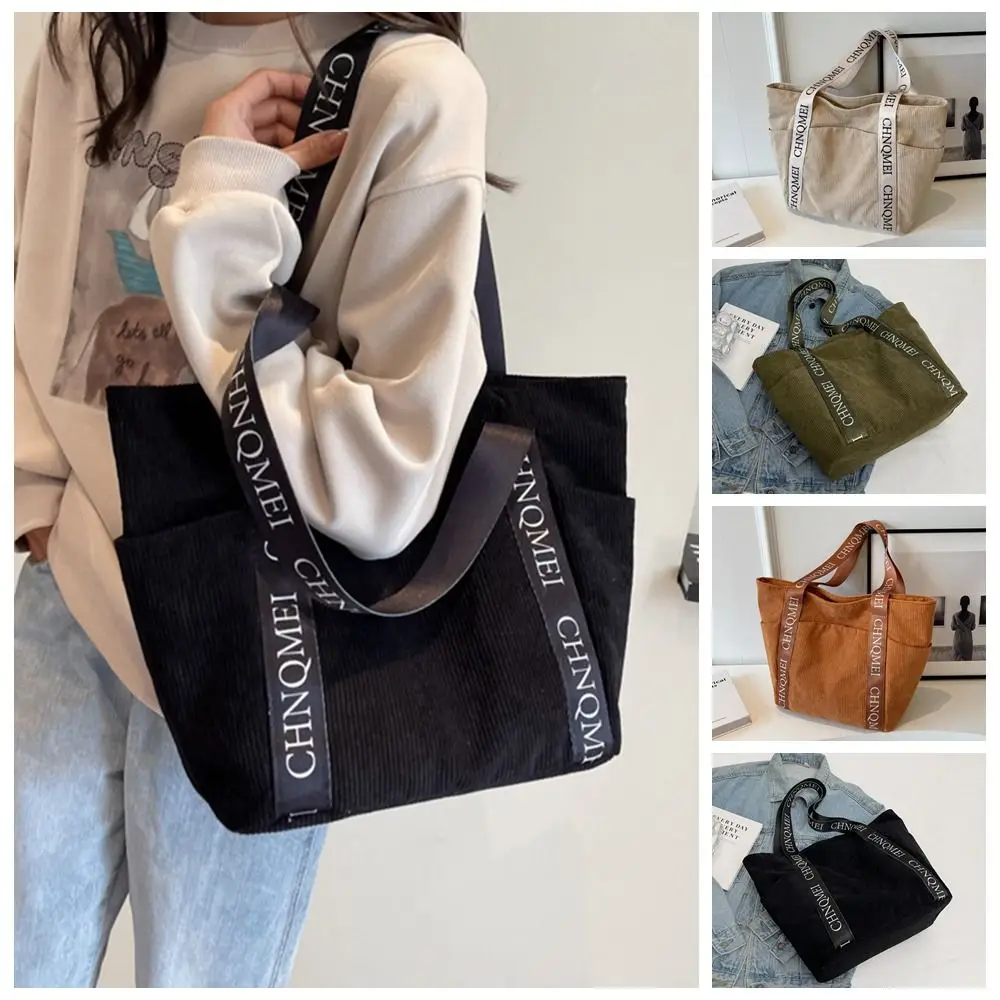 

Print Cloth Handbag Letter Shoulder Bag Simple Large Capacity Shopping Bag Corduroy Tote Bag Tote Bag Mommy Bag Outdoor