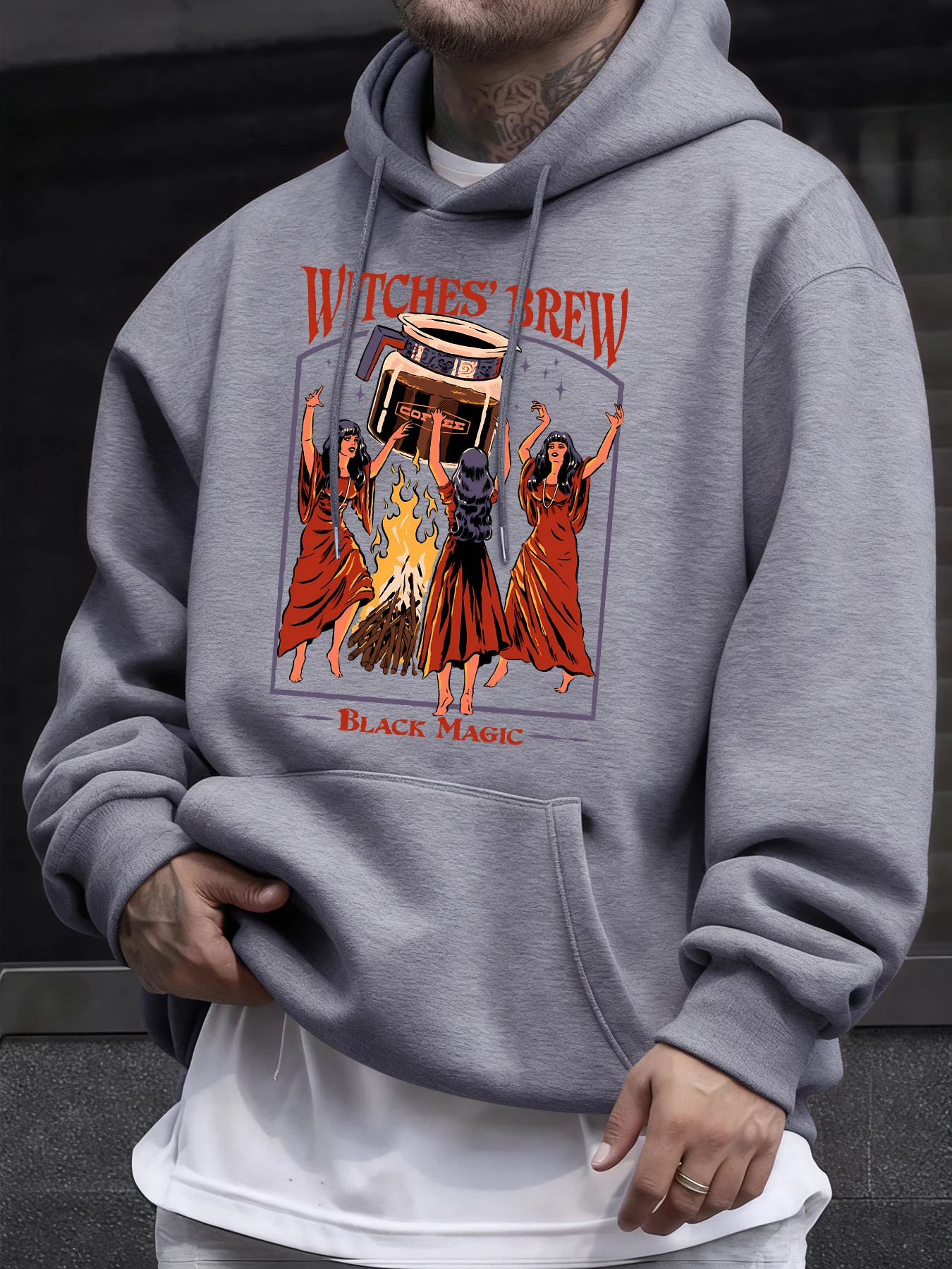 Witches Brew Black Magic Bedrucktes Herren-Sweatshirt, lässiger Pullover, lockerer, trendiger All-Match-Hoody, Unisex, Herbst-Fleece-Streetwear