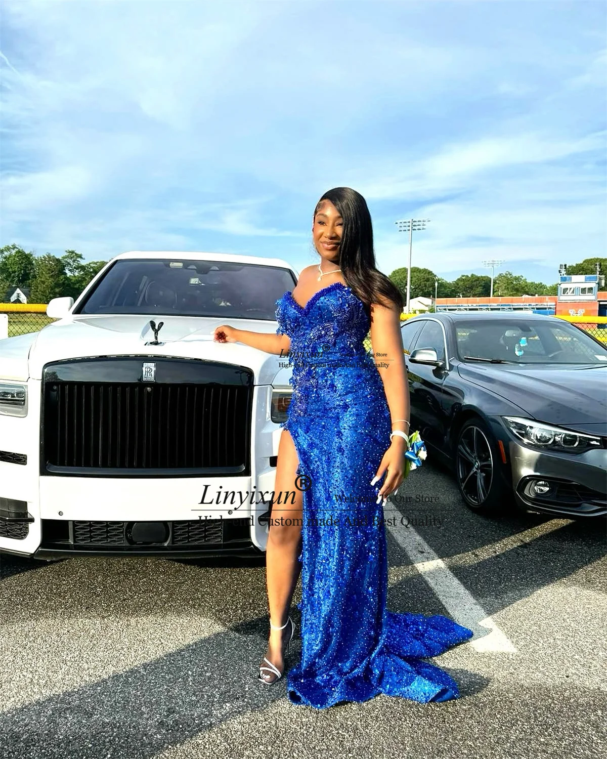 فستان حورية البحر مطرز بالترتر اللامع للحفلات الراقصة للفتيات السود مخصص مثير للحفلات المسائية الأفريقية دبي رداء السهرة #3