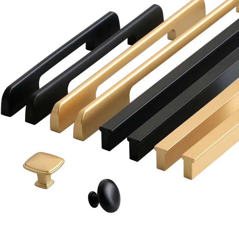 Handle Modern Minimalist Wardrobe Aluminum Alloy Kitchen Cabinet Handle Black Cabinet Door Handle High-grade Drawer Dresser Knob