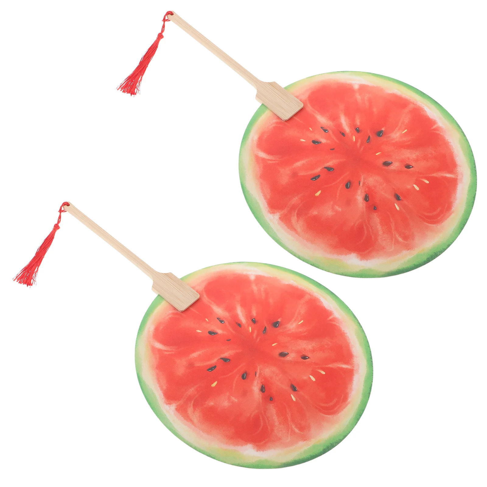 

2pcs Handpainted Watermelon Fans Creative Fruit Design Chinese Style Paper Handheld For Summer Travel Wedding Photography