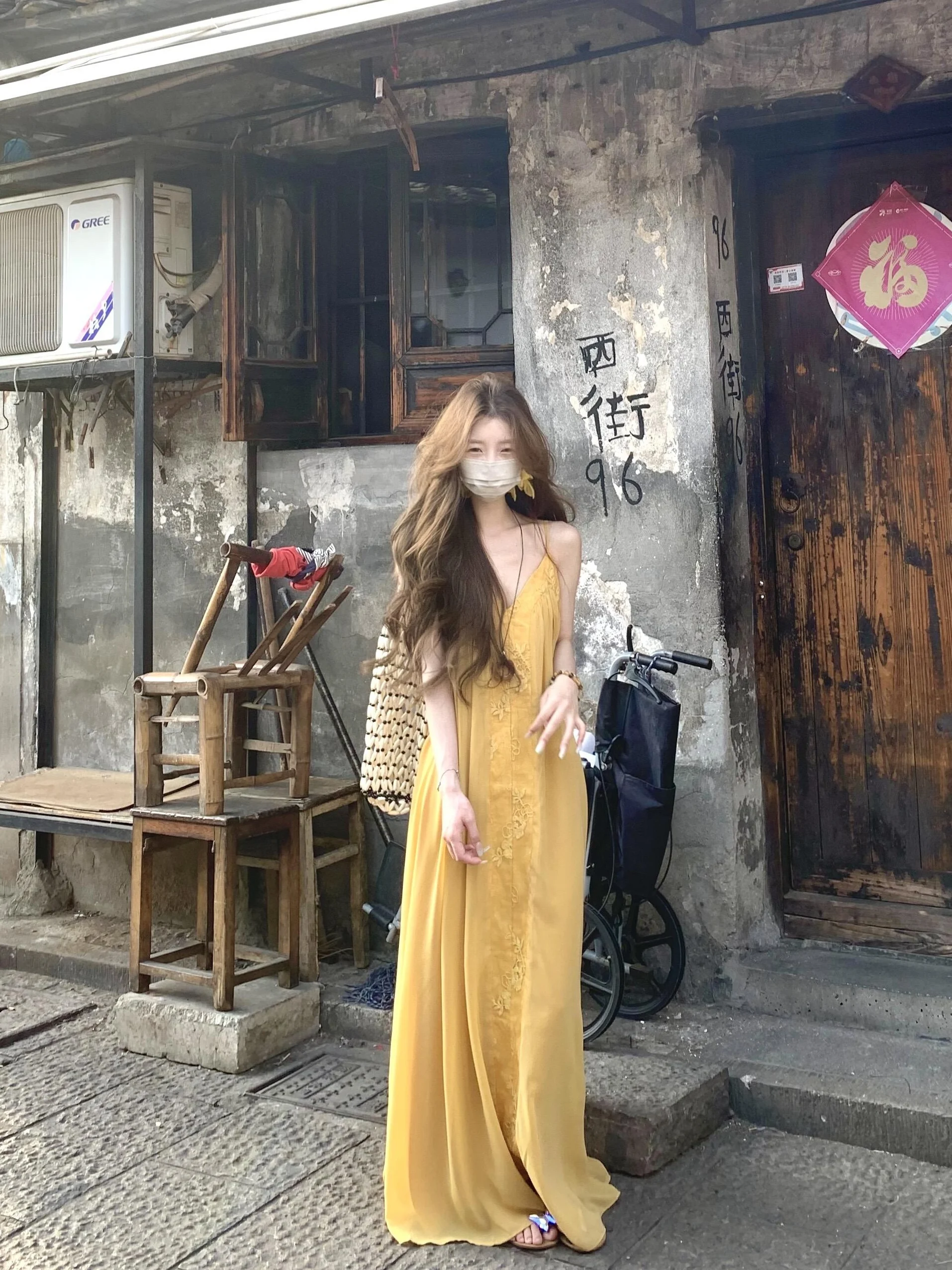 เดรส ชุดเดรสสตรี จิไร เคอิ ฤดูร้อน ผ้าโมดอล ทรงหลวม มีเชือกผูก สม็อค น้ำหนักเบา เรียบง่าย หวาน สดใส น่ารัก ฮาราจูกุ