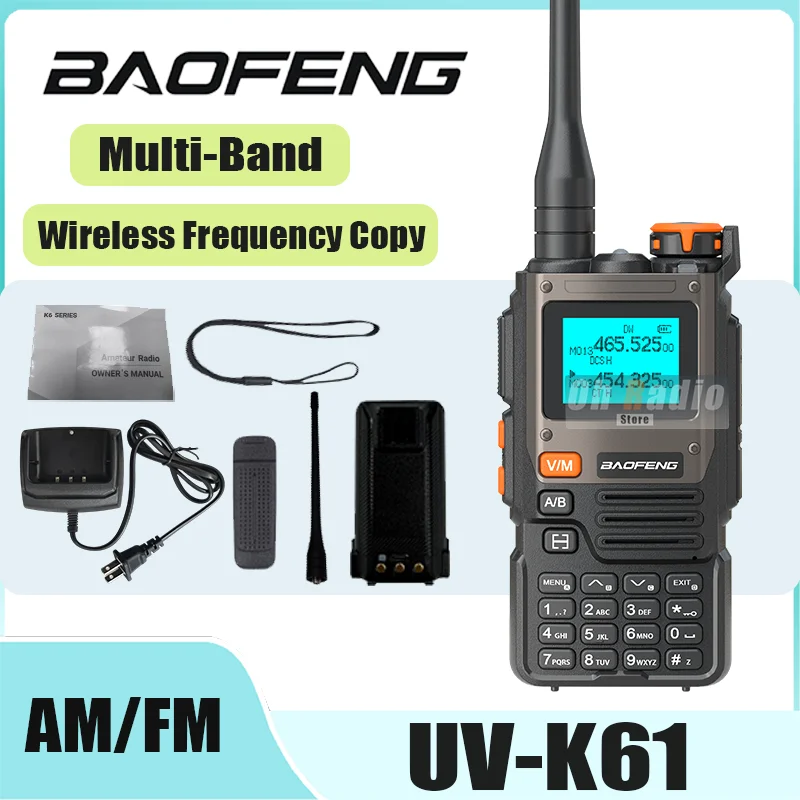 Baofeng UV-K61 NOAA Weather Alert Dual Band Walkie Talkie FM Flashlight Wireless Frequency Copy For Camping Hiking Two Way Radio
