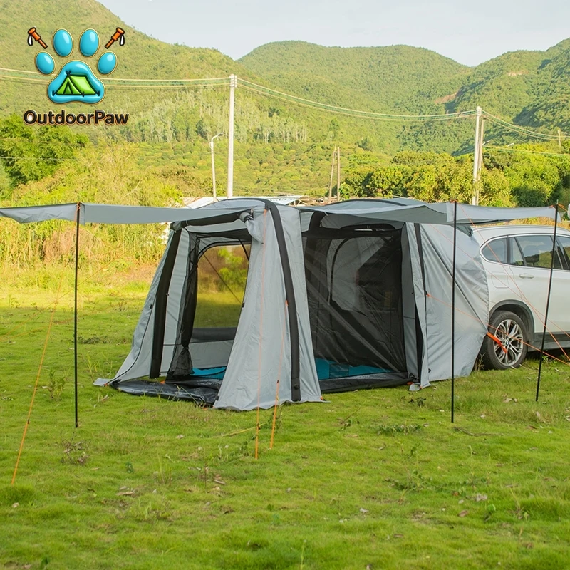 Inflatable Car Rear Tent Outdoor Camping Tunnel Yurt Family Self-driving Tourist BBQ 210D Oxford Waterproof