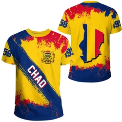 Tchad Men's T-shirt Casual Loose Round Neck African Country Flag Short Sleeved Tops Tees Men Clothing Oversized Tee Shirts 2024