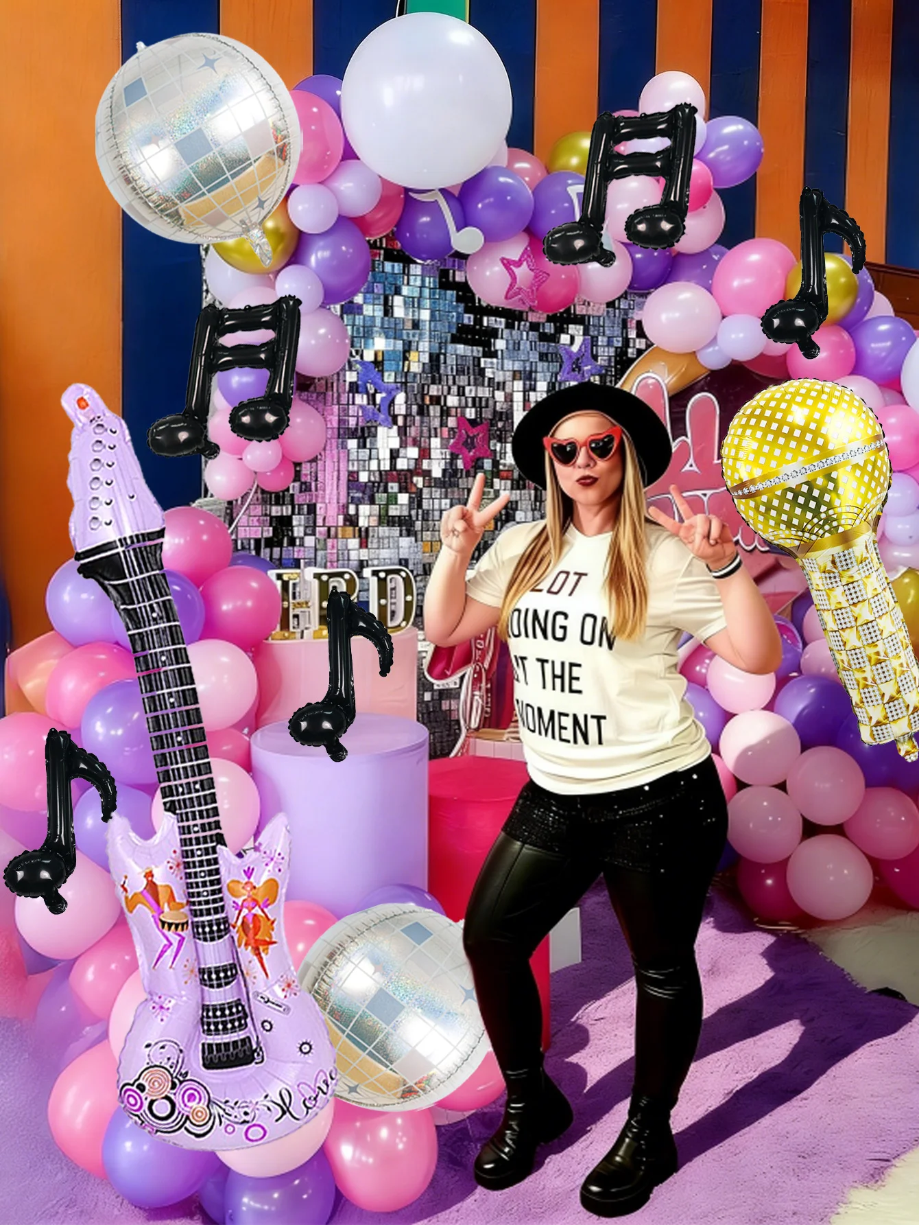 9-teiliges Musikthemen-Party-Ballon-Set für Pop-, Disco-, Rock- und K-Pop-Geburtstagsfeiern - Verschiedene Farben und Designs – Detail 5