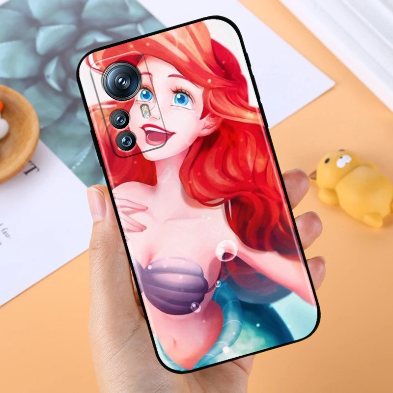 M-Mermaid Disney Cartoon For Xiaomi Mi 13T 13 12T 12 11T 11i 11 A3 10T 10 9 Pro Lite Ultra 5G Black Cover Phone Case