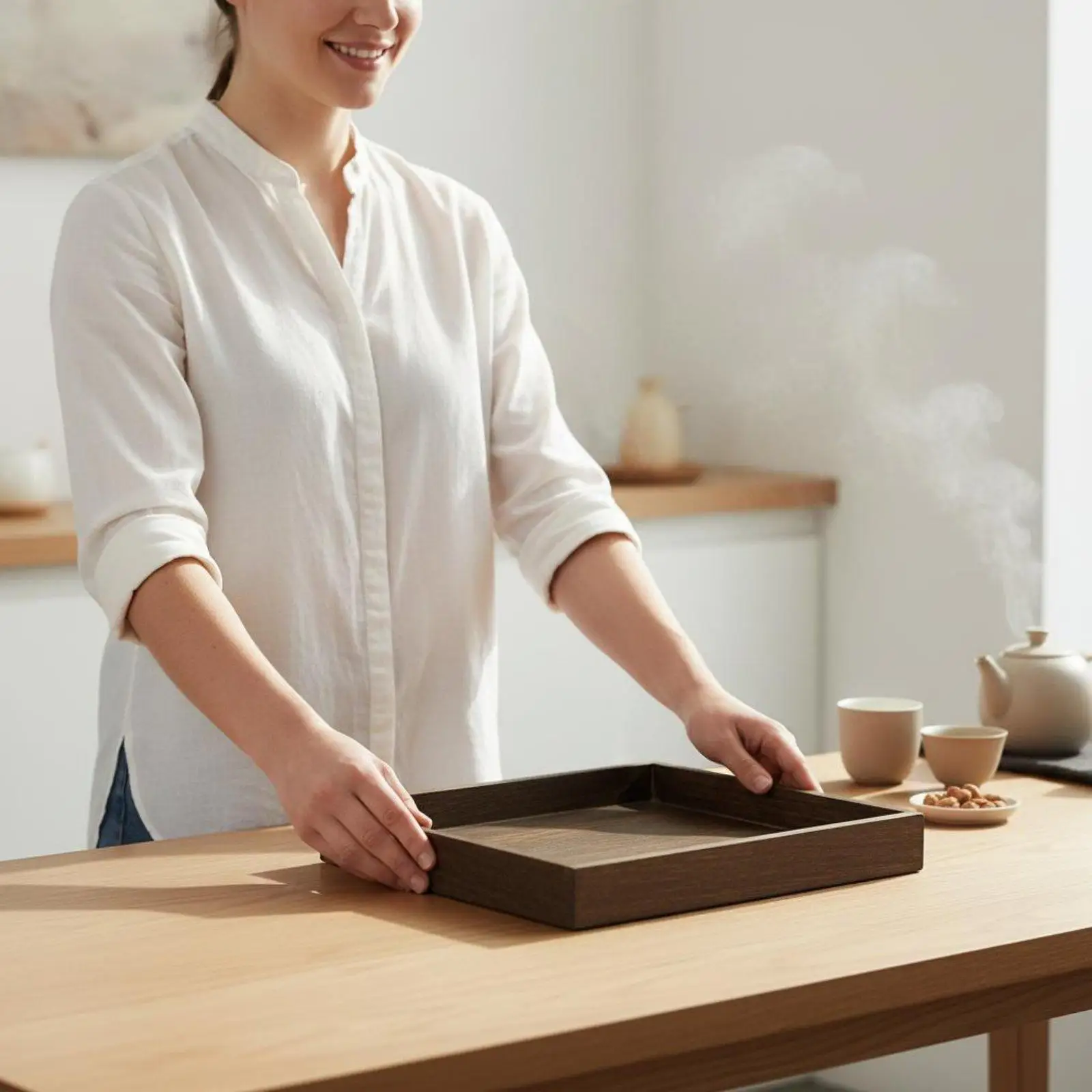 Wooden Serving Tray Decorative Serving Trays Platter Smooth Polished Finish Tea