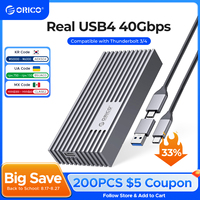 ORICO NVMe M.2 SSD Enclosure USB4 40Gbps PCIe3.0x4 20Gbps 10Gbps M.2 External Case Compatible with Thunderbolt 3/4