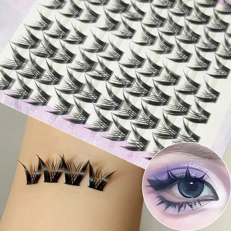 10row Natural Eyelash Extension Manga Cluster Lashes Self-adhesive Fishtail Crossed False Eyelashes DIY Daily Individual Make Up