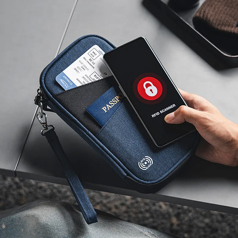 RFID Anti-Theft Passport Flight Ticket Holder Wallet ความจุขนาดใหญ่กระเป๋าเอกสารกระเป๋าเดินทางกระเป๋า Multi Functional Boarding Bag