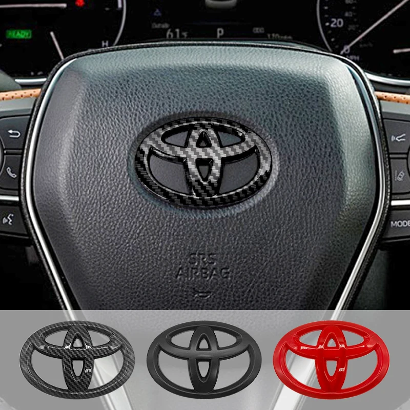 Car Steering Wheel Decorative Stickers Carbon fiber Emblem For Toyota Hilux Prius Avensis Auris Verso Corolla Camry Accessories