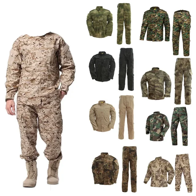 Mundur wojskowy taktyczny kamuflażowy koszula + spodnie strój bojowy Airsoft odzież męska 13 kolorów