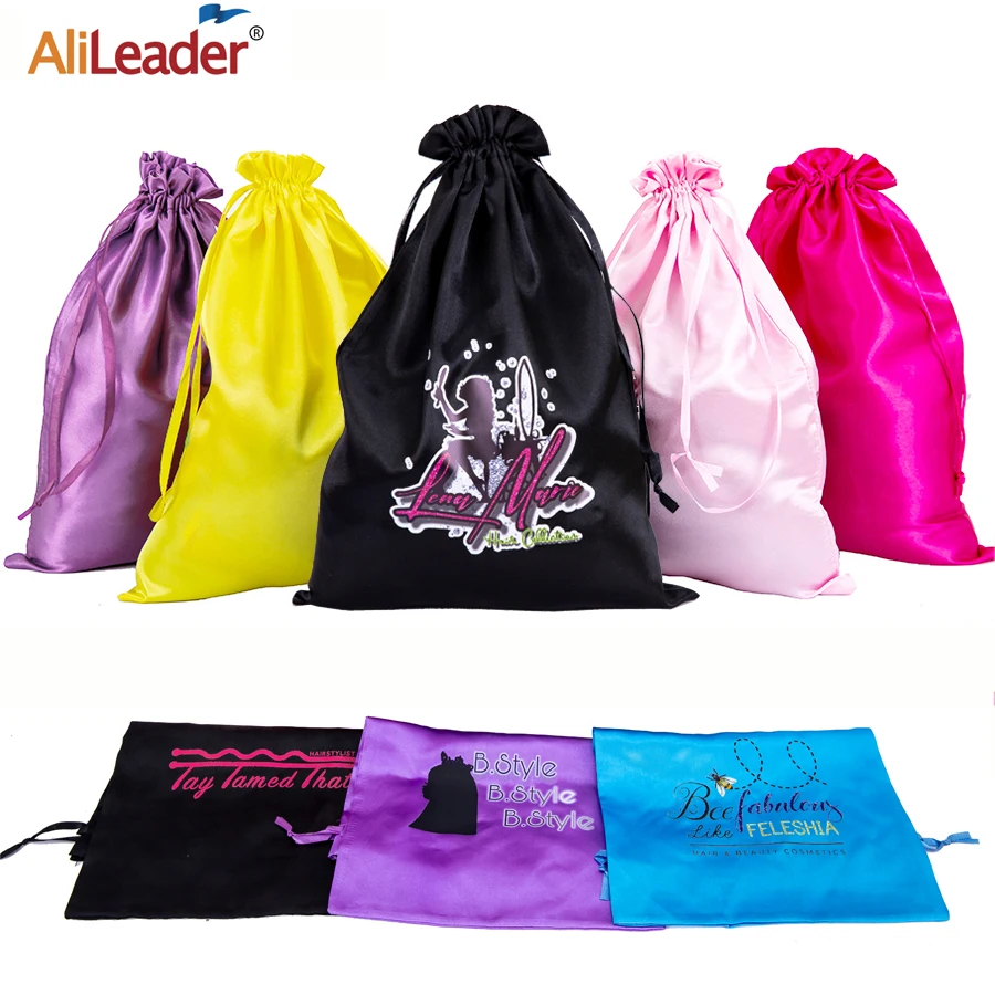 25*35Cm Satin Wig Bag for Bundles Ponytail Hairpieces Wigs Hair Extensions Packaging/Storage Bags Drawstring Satin Wig Bag