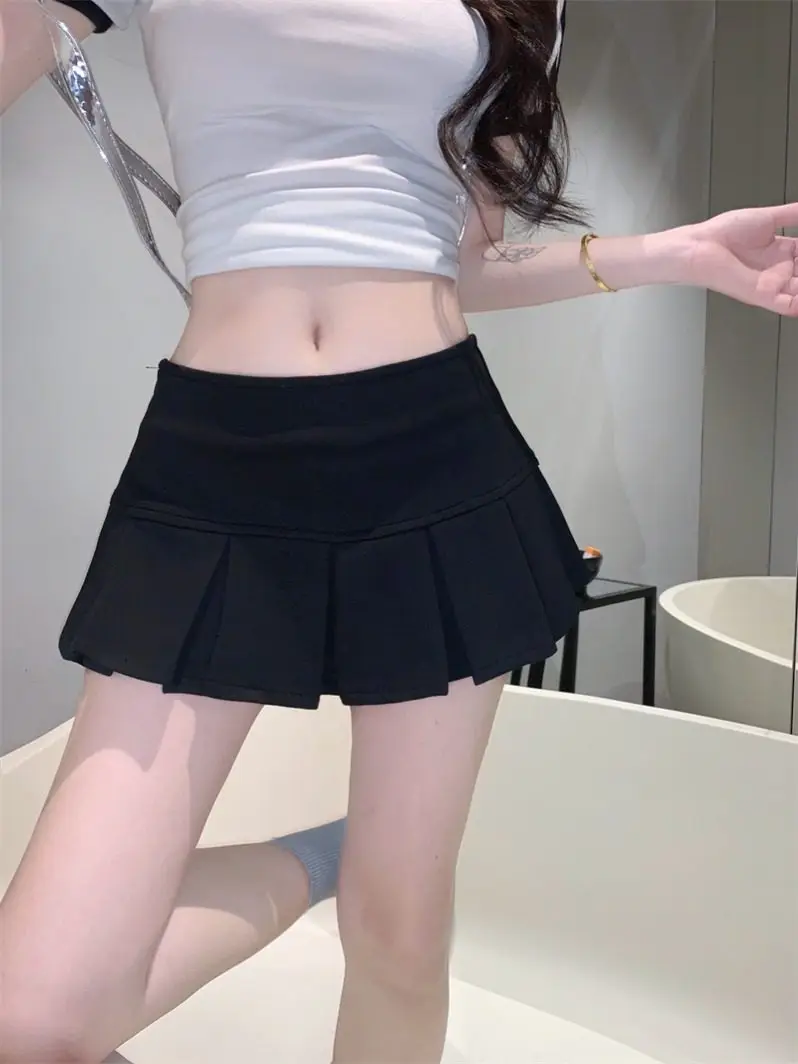 American Style Low Waist Anti-Light Short Skirt Women's Summer New A-Line Sport Pure Desire Pleated Slimming Half-length Skirt