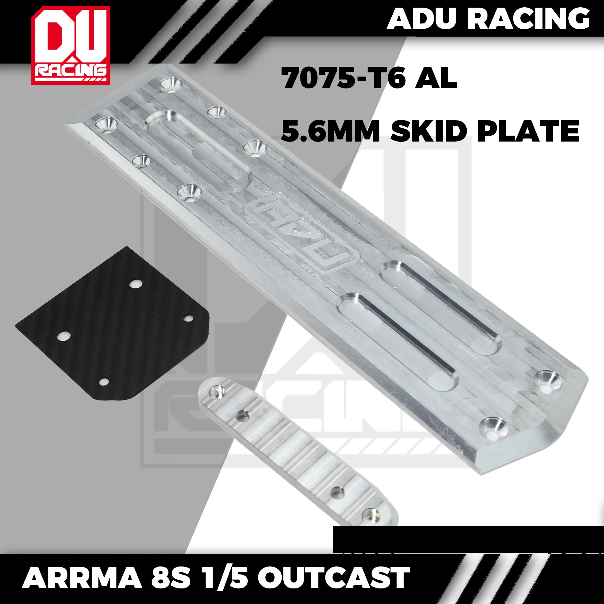 ADU RACING 7075-T6 AL LONG SKID PLATE CHASSIS BRACE FOR ARRMA 8S 1/5 OUTCAST