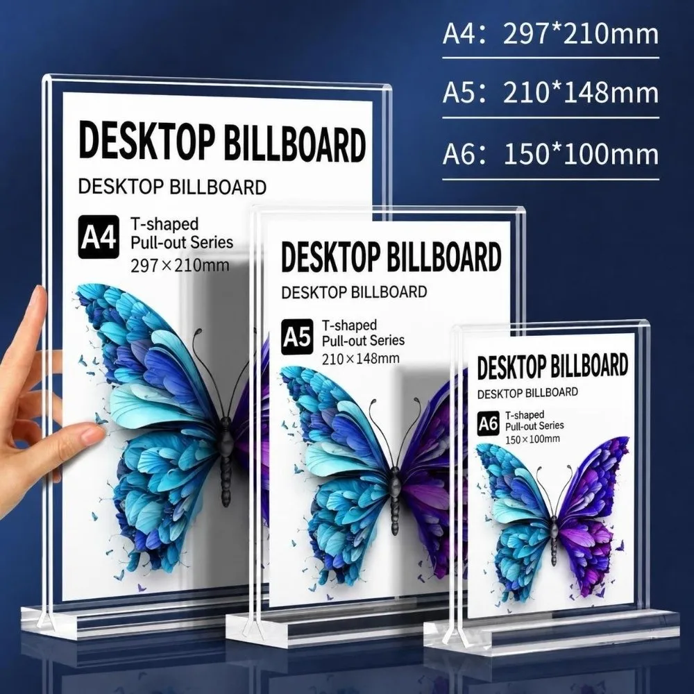 A4/A5/A6 Desk Display Stand Acrylic Double Side Clear Price Label Display Rack Transparent Photo Holder Restaurant