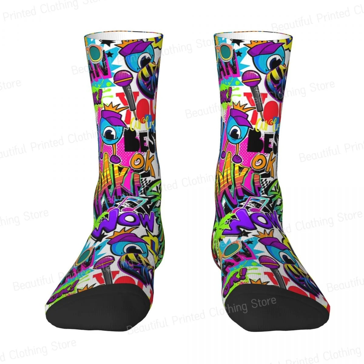 Graffiti Tropic Pop Art Graffiti Unisex Four Seasons Socks Running Happy Crew Socks Street Style Crazy Sock