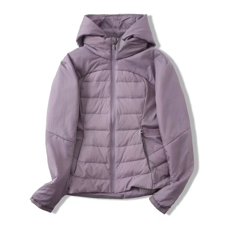 2025 Piumino con cappuccio da donna nuovo autunno/inverno Tessuto impermeabile Cappotto sportivo per il tempo libero da corsa all'aperto Qualità leggera di lusso
