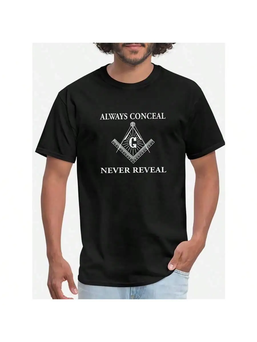 Masonic-5959 Funny Men's Short Sleeve Graphic T-Shirt Collection Black 100% Cotton Trendy Y2K Short-Sleeve Tee-Soft,