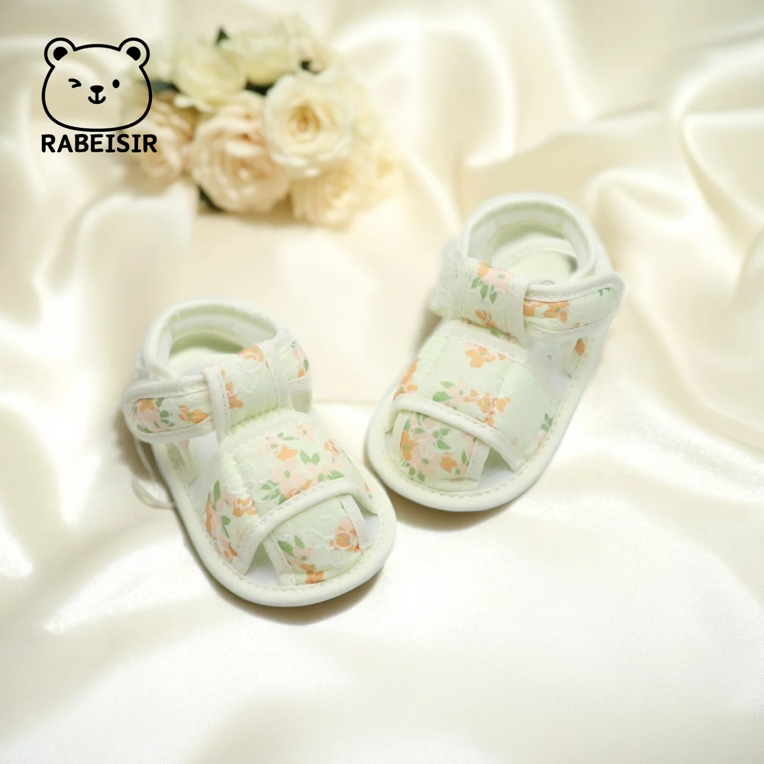 

Baby girl sandals baby walking shoes 0-6-12-18 months anti slip breathable fabric sole comfortable floral sweet