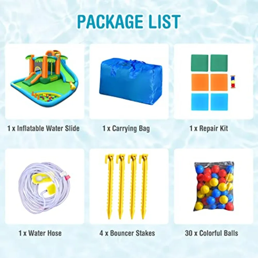 Rond gonflable 7 en 1, maison gonflable pour enfants en plein air et en intérieur, grand château de videur avec toboggans d'eau, piscine à éclaboussures, escalade, Wa