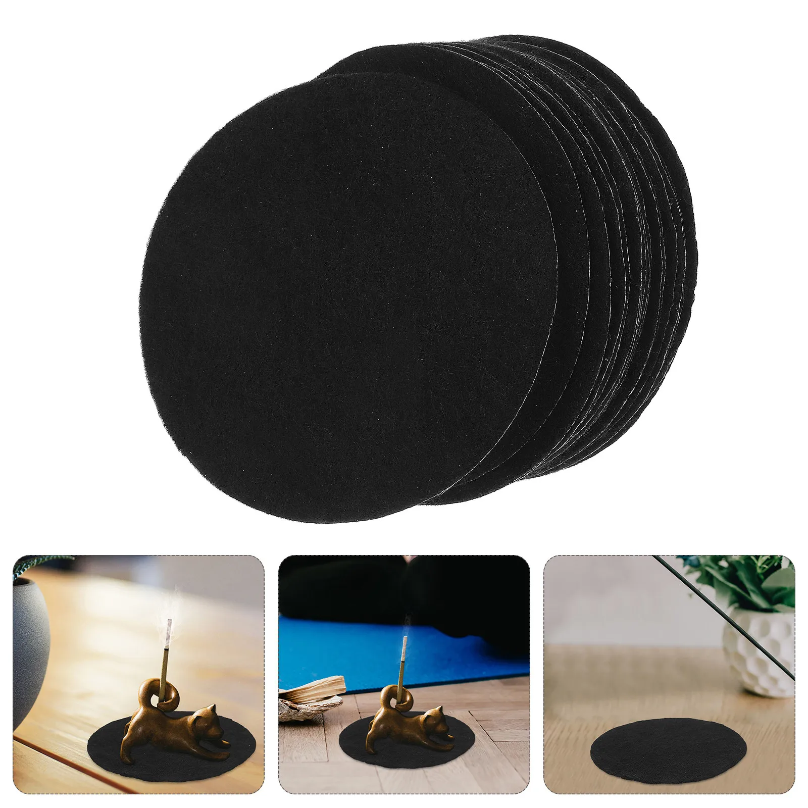 20Pcs Black High Temp Incense Ash Mat Fireproof Fiberglass Censer Pad Easy Clean Incense Burner Protection Mat for Home Office