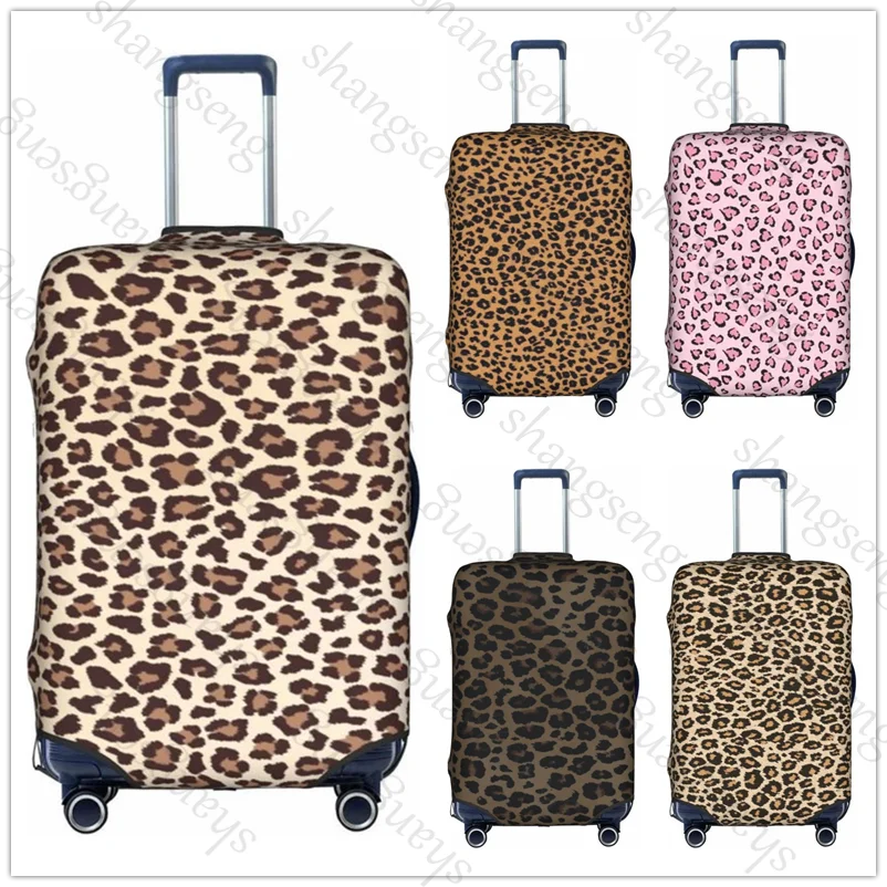 حقيبة واقية لحقيبة السفر بطباعة الفهد، غطاء حقيبة السفر، حماية مرنة، غطاء أمتعة قابل للغسل، 18-32 بوصة