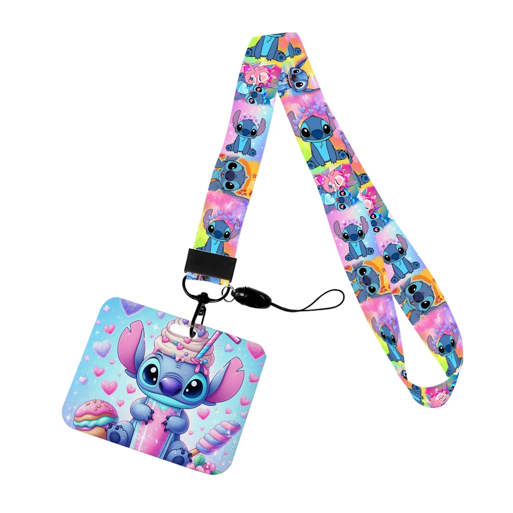 Valentine's Day Stitch Disney Cartoon Lanyard For Keys Chain ID Credit Card Cover Bus Card Holder Badge Holder Personalized Gift