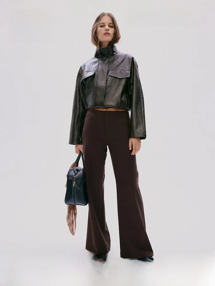 H&M Summer New Women's Suit Pants 1313690 Elegant Professional Fashionable High Waist Straight Leg Trousers