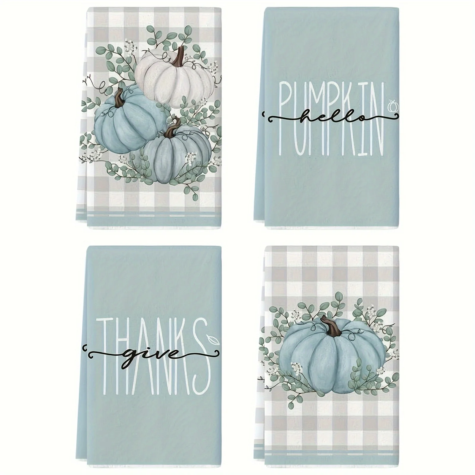 4 strip, Halloween Harvest Festival blue pumpkin scouring cloth printing set, super soft and quick-drying water absorption