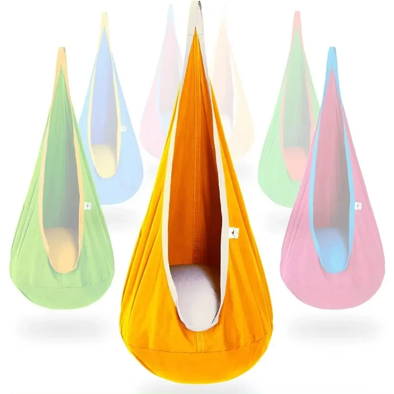 

100% Cotton Hanging Inflatable Child Hammock Chair Soft Kids Pod Seat Swing For Indoor and Outdoor