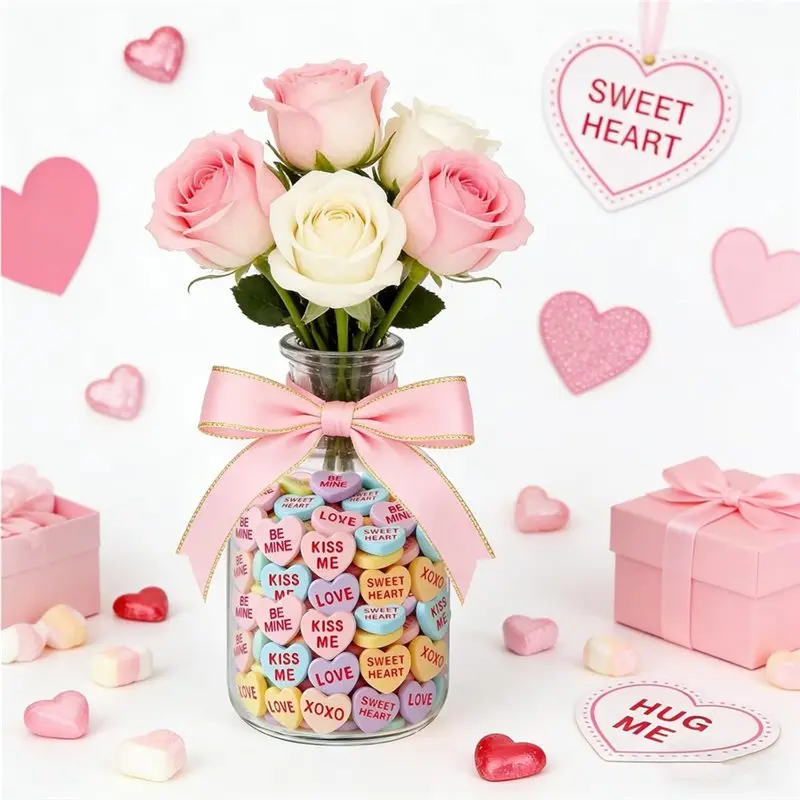 Valentine' S Day 125 Pcs Conversation Heart Fillers For Vase- For Romantic Decor Perfect Gift