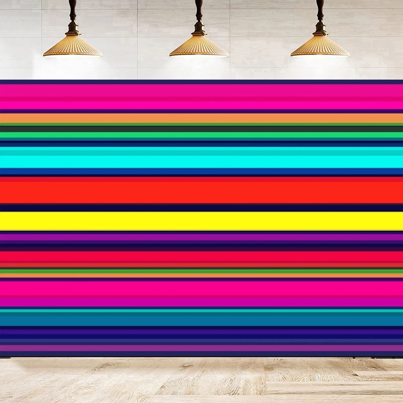 Color Fiesta Photography Backdrop Stripes Mexican Festival Banner Kids Baby Shower Party Dessert Table Decor Background Poster