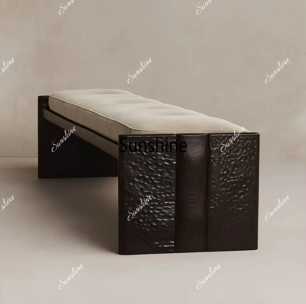 Wabi Stillwind Hammered Solid Wood Bedside Bench Middle Antique Retro Decorative Bench