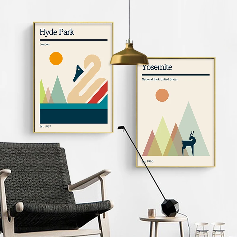 Abstract Geometric Interior Posters and Prints Minimalist USA London Park Wall Art Pictures Canvas Painting for Room Decoration