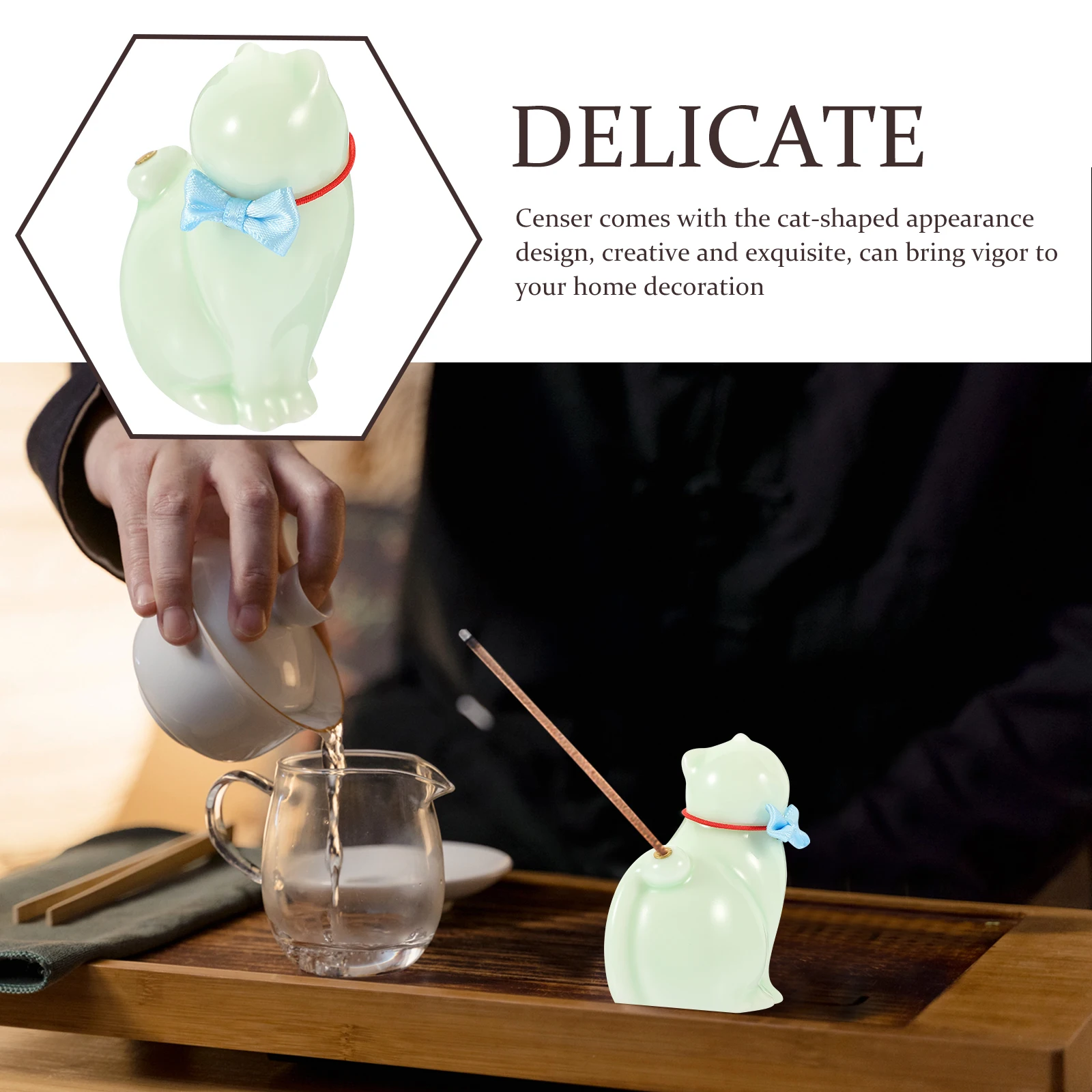 

Delicate Cat Incense Censer Home Incense Furnace Artistic Atmosphere Desktop Ornament Holder Censer Ornament