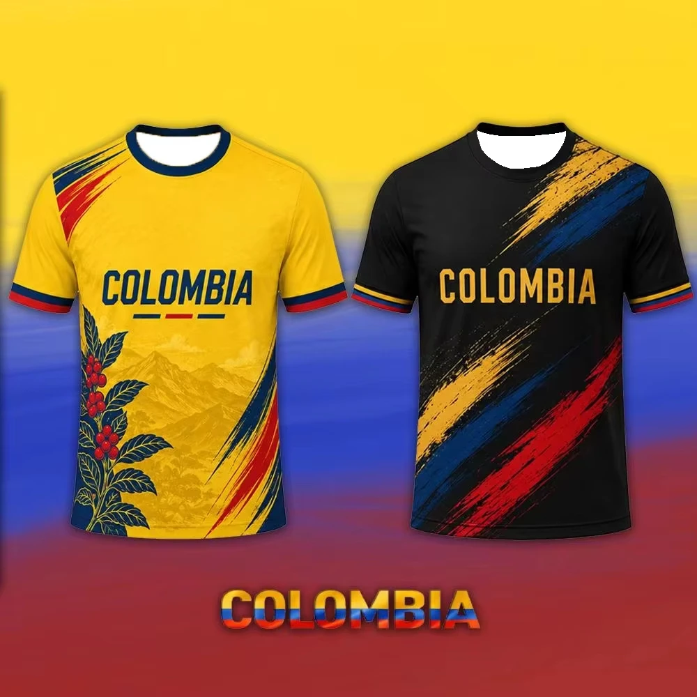 2026 Men's Colombia Fan Soccer Jersey Colombian Mountain No.10 Pattern Quick Dry Breathable Football Training T-Shirt for Fans