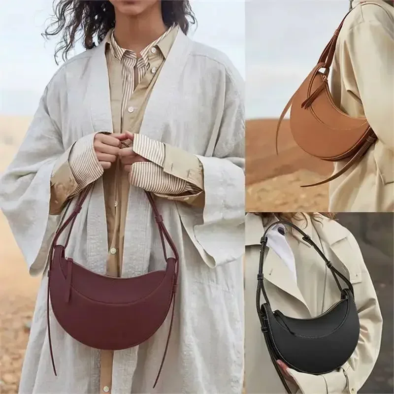 Winter Versatile Handbag Brand Designer Crossbody Bag Women Saddle Bag PU Leather Half Moon Underarm Litchi Shoulder Bag