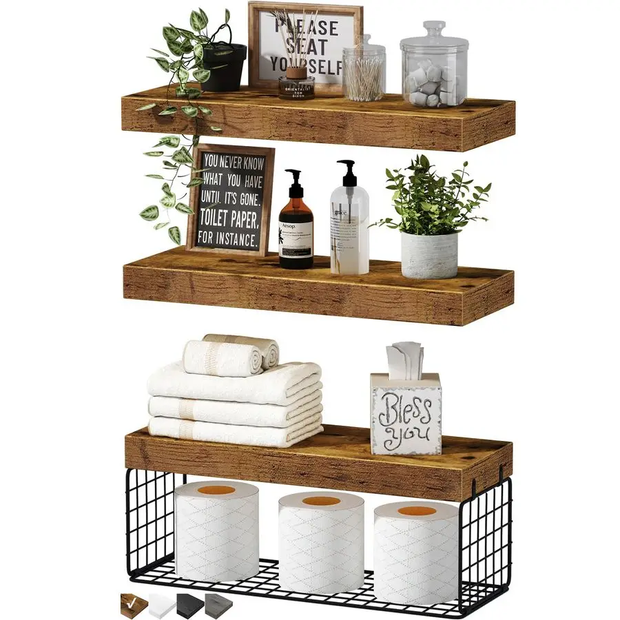 

Bathroom Shelves Over Toilet Wall Mounted Floating Shelves Toilet Paper Storage Small Farmhouse Decor Shelf 16 inch Customizable