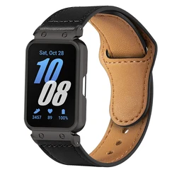 Leather Strap+Metal Case Protector for Samsung Galaxy Fit 3 Watchband for samsung galaxy fit 3 Bracelets belt Protective Frames