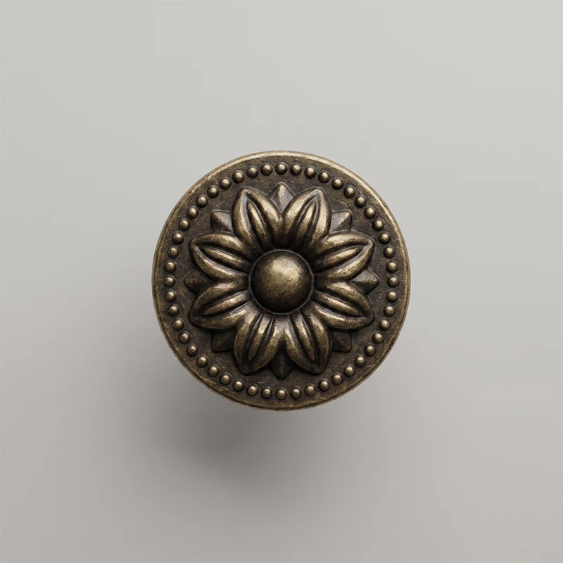Antique Bronze Sunflower Cabinet Knobs 10 Knobs+10 Screws Total 20Pcs Vintage Single Hole Drawer Knobs