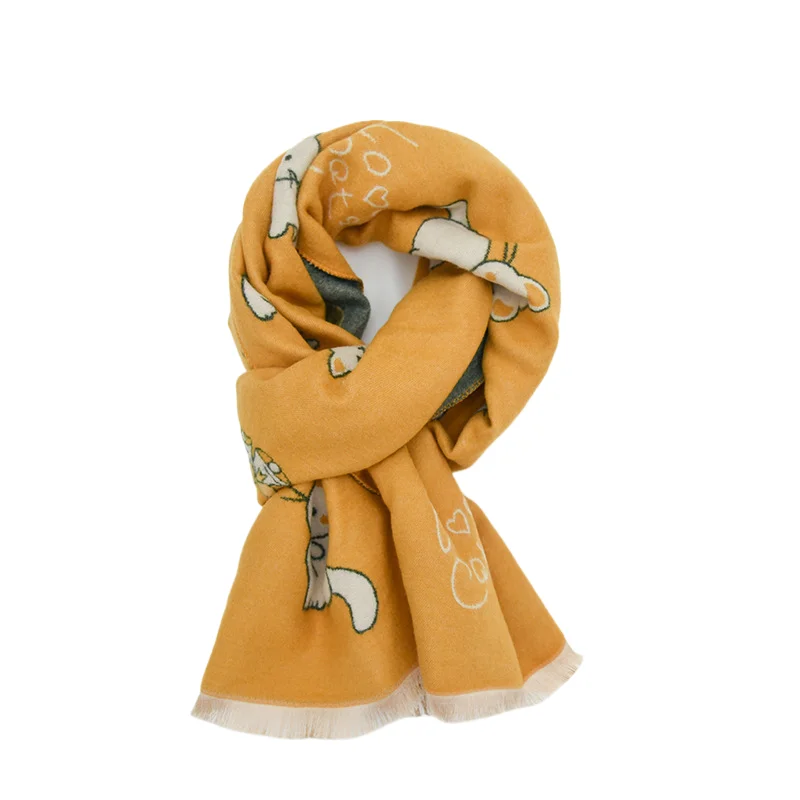

Cute Cartoon Printed Children's Scarf for Boys and Girls Fashion Winter Cashmere Windproof Warm Scarves Shawl Gift