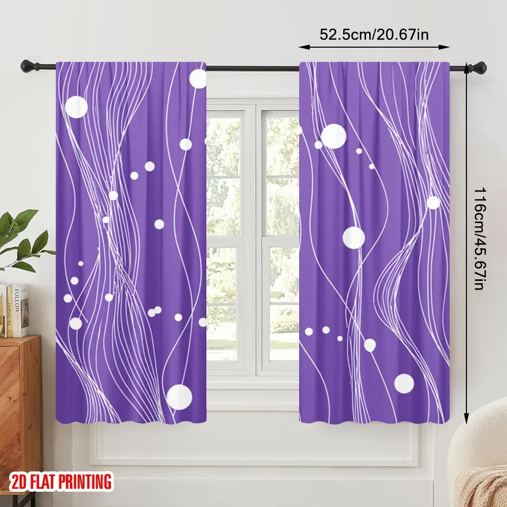2pcs,2D plane printing Contemporary Curtains Flowing Lines and Dots Versatile Durable Polyester (without rod) All Seasons Ldeal
