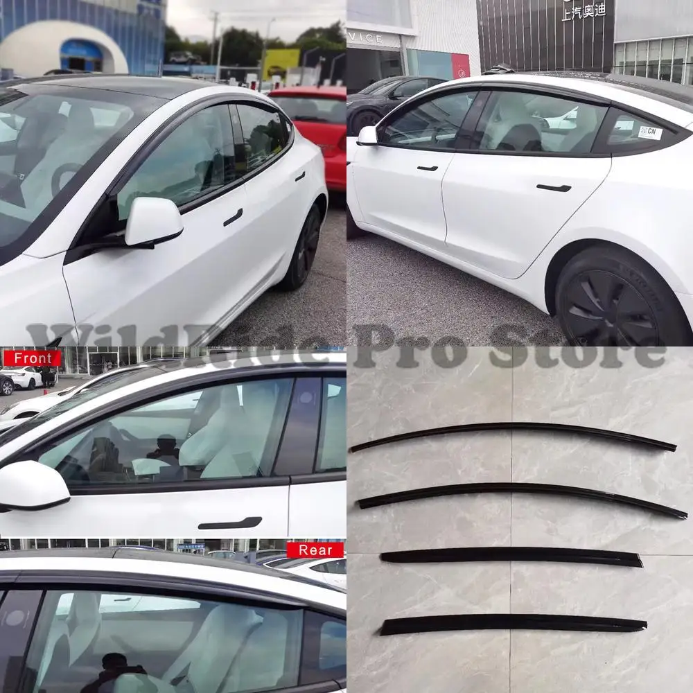 

1 set Custom Fit 2019-2024 Tesla Model 3 Injection Molded Rain Visor High Quality Rain Guard Drop Shipping Available
