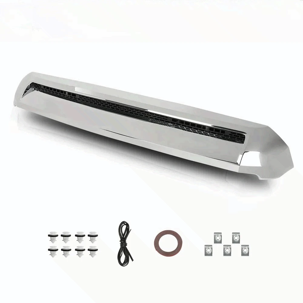 Fits 2014-21 Toyota Tundra Silver Front Upper Hood Bulge Molding Grille Trim