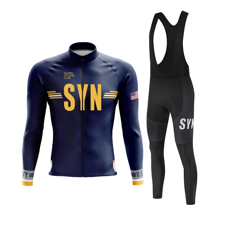 2026 SYN بدلة ركوب الدراجات مجموعة الخريف والشتاء بدلة ركوب الدراجات الرجال طويلة الأكمام الدراجات جيرسي الطريق الدراجات قميص رياضي ركوب الدراجات مريلة #3